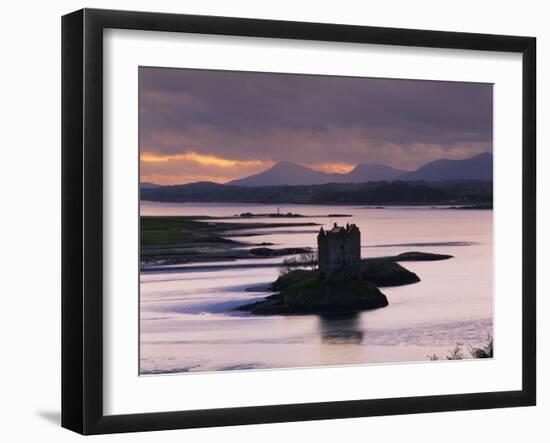 Castle Stalker on Loch Linnhe, Silhouetted at Dusk, Argyll, Scotland, United Kingdom, Europe-Nigel Francis-Framed Photographic Print