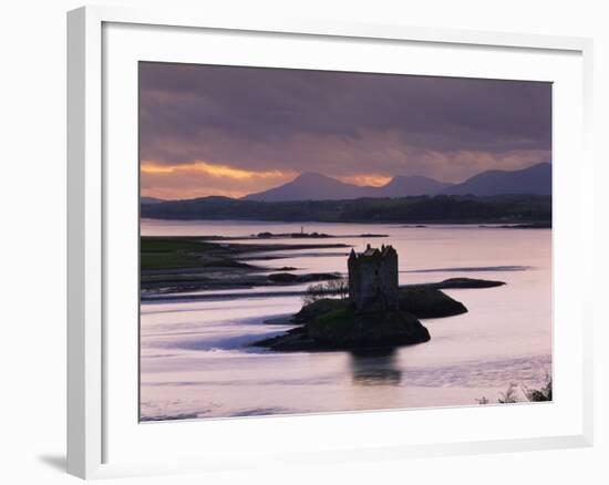 Castle Stalker on Loch Linnhe, Silhouetted at Dusk, Argyll, Scotland, United Kingdom, Europe-Nigel Francis-Framed Photographic Print