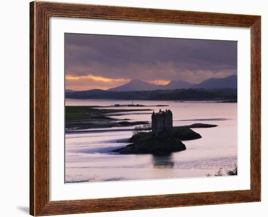 Castle Stalker on Loch Linnhe, Silhouetted at Dusk, Argyll, Scotland, United Kingdom, Europe-Nigel Francis-Framed Photographic Print