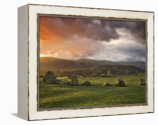 Castlerigg Stone Circle at Sunset, Keswick, Lake District National Park, Cumbria, England-null-Framed Premier Image Canvas