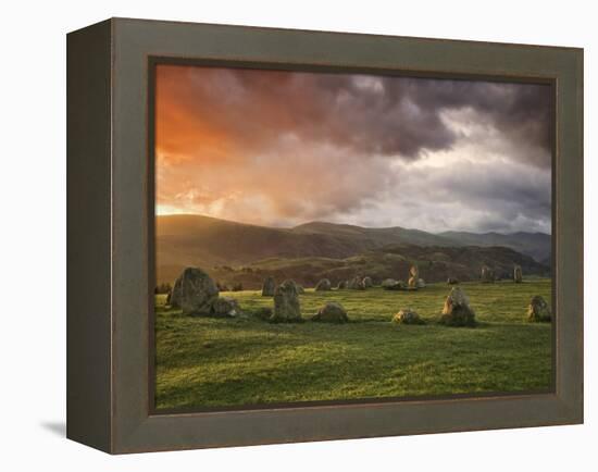 Castlerigg Stone Circle at Sunset, Keswick, Lake District National Park, Cumbria, England-null-Framed Premier Image Canvas