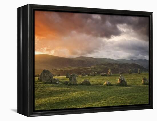 Castlerigg Stone Circle at Sunset, Keswick, Lake District National Park, Cumbria, England-null-Framed Premier Image Canvas