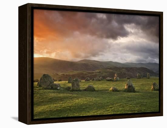 Castlerigg Stone Circle at Sunset, Keswick, Lake District National Park, Cumbria, England-null-Framed Premier Image Canvas