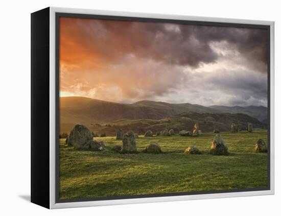 Castlerigg Stone Circle at Sunset, Keswick, Lake District National Park, Cumbria, England-null-Framed Premier Image Canvas