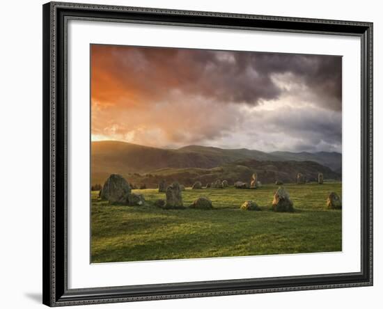 Castlerigg Stone Circle at Sunset, Keswick, Lake District National Park, Cumbria, England-null-Framed Photographic Print