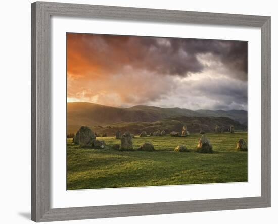 Castlerigg Stone Circle at Sunset, Keswick, Lake District National Park, Cumbria, England-null-Framed Photographic Print