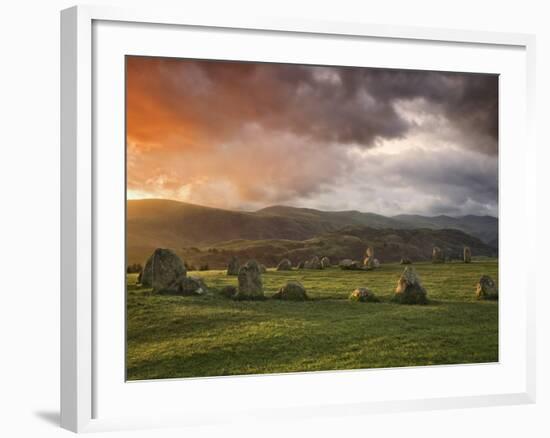 Castlerigg Stone Circle at Sunset, Keswick, Lake District National Park, Cumbria, England-null-Framed Photographic Print