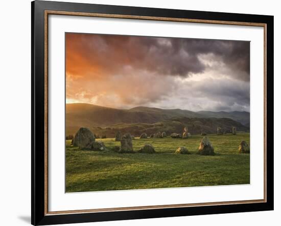 Castlerigg Stone Circle at Sunset, Keswick, Lake District National Park, Cumbria, England-null-Framed Photographic Print