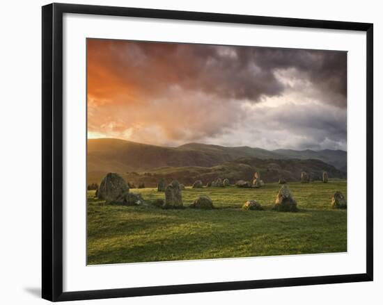 Castlerigg Stone Circle at Sunset, Keswick, Lake District National Park, Cumbria, England--Framed Photographic Print