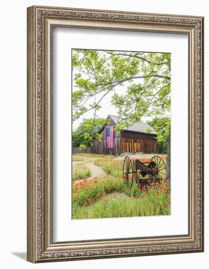 Castroville, Texas, USA.  Large American flag on a barn in the Texas Hill Country.-Emily Wilson-Framed Photographic Print