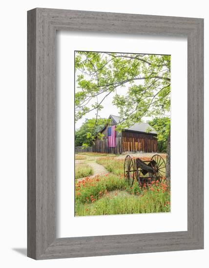 Castroville, Texas, USA.  Large American flag on a barn in the Texas Hill Country.-Emily Wilson-Framed Photographic Print