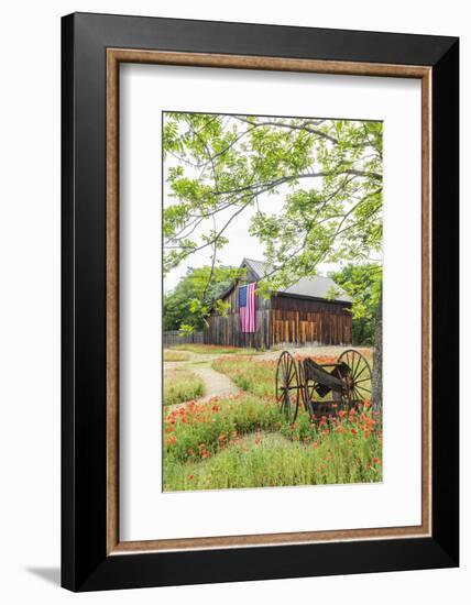 Castroville, Texas, USA.  Large American flag on a barn in the Texas Hill Country.-Emily Wilson-Framed Photographic Print
