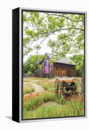 Castroville, Texas, USA.  Large American flag on a barn in the Texas Hill Country.-Emily Wilson-Framed Premier Image Canvas