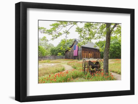 Castroville, Texas, USA.  Large American flag on a barn in the Texas Hill Country.-Emily Wilson-Framed Photographic Print