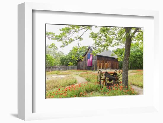 Castroville, Texas, USA.  Large American flag on a barn in the Texas Hill Country.-Emily Wilson-Framed Photographic Print