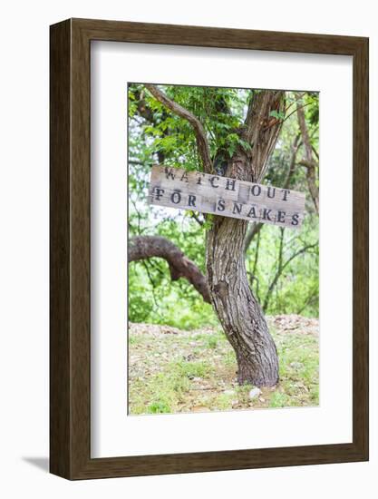 Castroville, Texas, USA. Sign warning snakes in the Texas Hill Country.-Emily Wilson-Framed Photographic Print