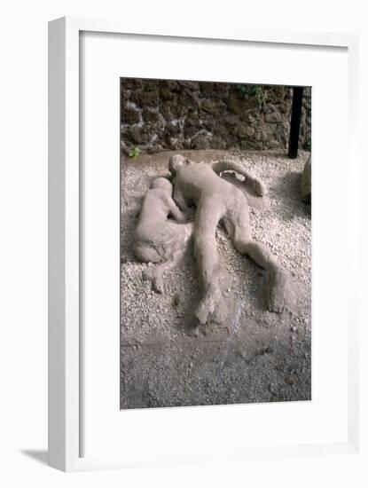 Casts of victims of eruption of Vesuvius in AD79, Pompeii, Italy, c20th century-Unknown-Framed Giclee Print