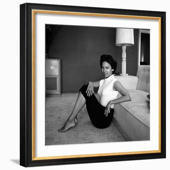 Casual Portrait of Actress Dorothy Dandridge at Home-Allan Grant-Framed Premium Photographic Print