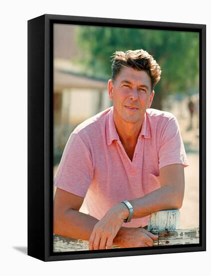 Casual Portrait of California Governor Candidate Ronald Reagan Outside at Home on Ranch-Bill Ray-Framed Premier Image Canvas