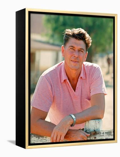 Casual Portrait of California Governor Candidate Ronald Reagan Outside at Home on Ranch-Bill Ray-Framed Premier Image Canvas