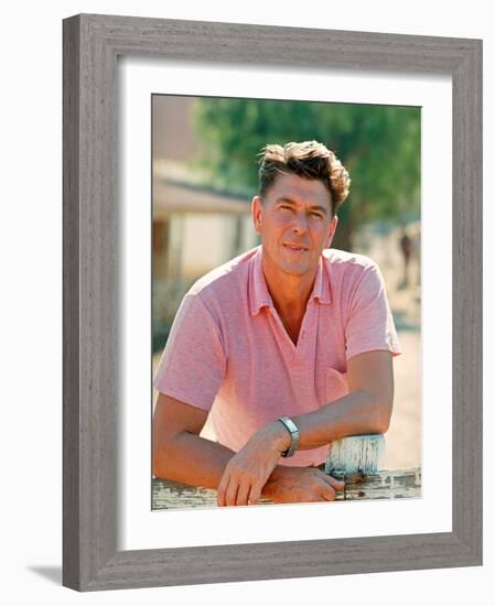 Casual Portrait of California Governor Candidate Ronald Reagan Outside at Home on Ranch-Bill Ray-Framed Photographic Print