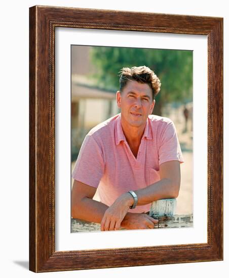 Casual Portrait of California Governor Candidate Ronald Reagan Outside at Home on Ranch-Bill Ray-Framed Photographic Print