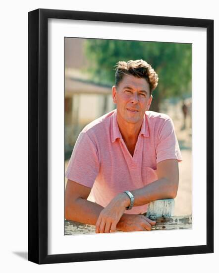 Casual Portrait of California Governor Candidate Ronald Reagan Outside at Home on Ranch-Bill Ray-Framed Photographic Print