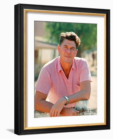 Casual Portrait of California Governor Candidate Ronald Reagan Outside at Home on Ranch-Bill Ray-Framed Photographic Print