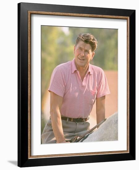 Casual Portrait of California Governor Candidate Ronald Reagan Outside at Home on Ranch-Bill Ray-Framed Photographic Print