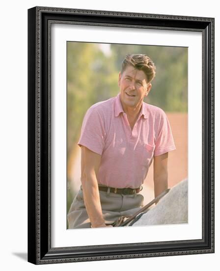 Casual Portrait of California Governor Candidate Ronald Reagan Outside at Home on Ranch-Bill Ray-Framed Photographic Print