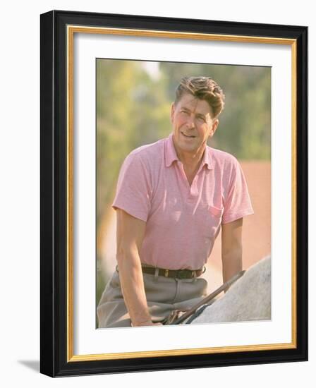 Casual Portrait of California Governor Candidate Ronald Reagan Outside at Home on Ranch-Bill Ray-Framed Photographic Print