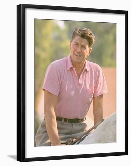 Casual Portrait of California Governor Candidate Ronald Reagan Outside at Home on Ranch-Bill Ray-Framed Photographic Print