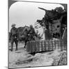 Casualties from the Front Pass Destroyed Tanks, Villers-Bretonneux, France, World War I, 1918-null-Mounted Photographic Print