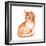 Cat 1. Ginger Fluffy Kitten. Watercolor Painting-OGri-Framed Photographic Print