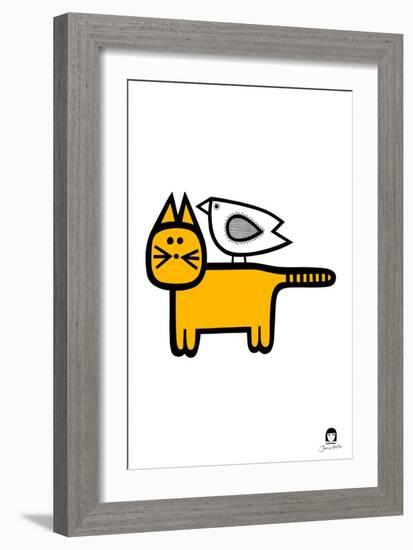 Cat and Bird-Jane Foster-Framed Art Print