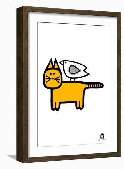 Cat and Bird-Jane Foster-Framed Art Print