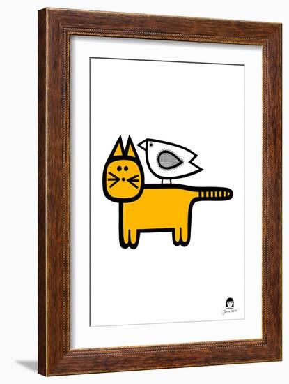 Cat and Bird-Jane Foster-Framed Art Print