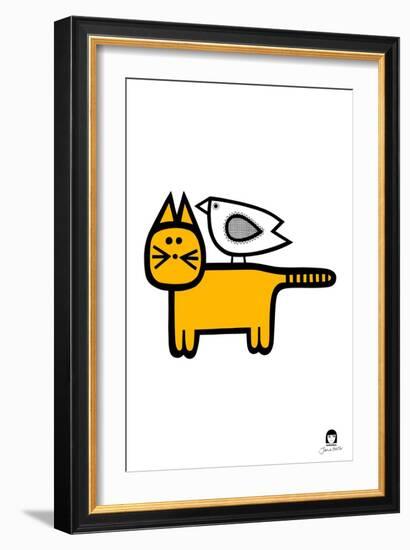 Cat and Bird-Jane Foster-Framed Art Print