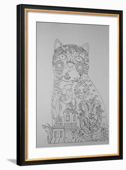 Cat And Cock 1-Oxana Zaika-Framed Giclee Print