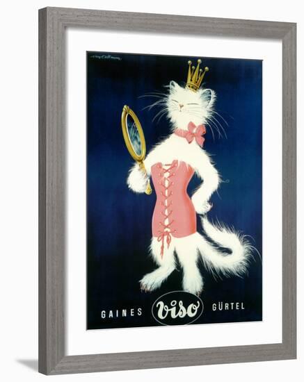 Cat and Cosmetic Mirror-Unknown Unknown-Framed Giclee Print