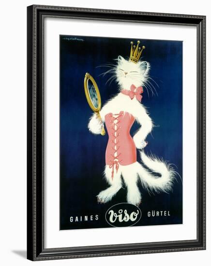 Cat and Cosmetic Mirror-Unknown Unknown-Framed Giclee Print