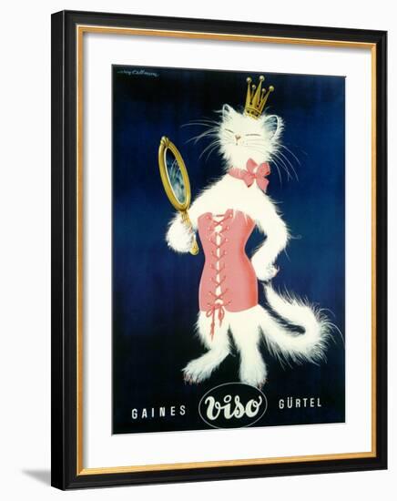 Cat and Cosmetic Mirror-Unknown Unknown-Framed Giclee Print