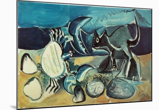 Cat and Crab on the Beach, 1965-Pablo Picasso-Mounted Art Print