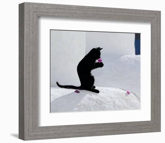 Cat and Flower-Hubert & Klein-Framed Art Print