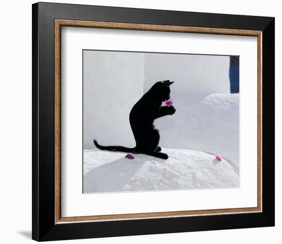 Cat and Flower-Hubert & Klein-Framed Art Print