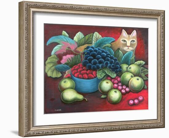 Cat and Fruit-Jerzy Marek-Framed Giclee Print
