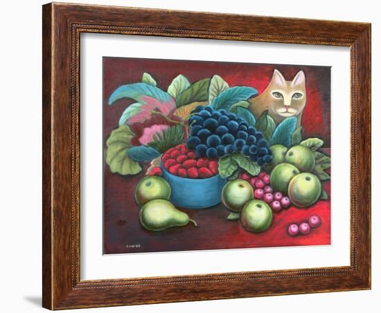 Cat and Fruit-Jerzy Marek-Framed Giclee Print