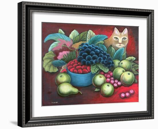 Cat and Fruit-Jerzy Marek-Framed Giclee Print