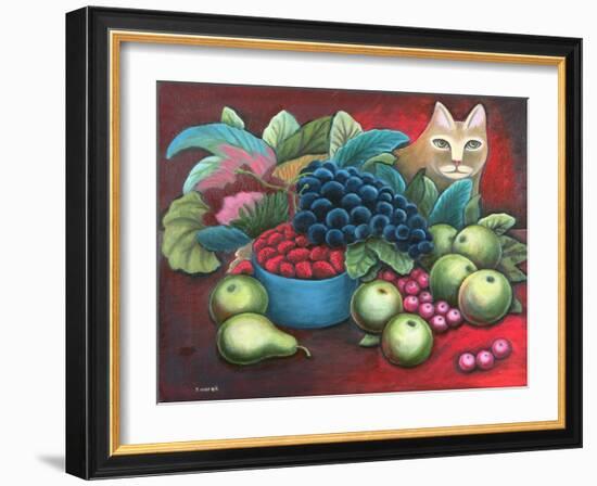 Cat and Fruit-Jerzy Marek-Framed Giclee Print