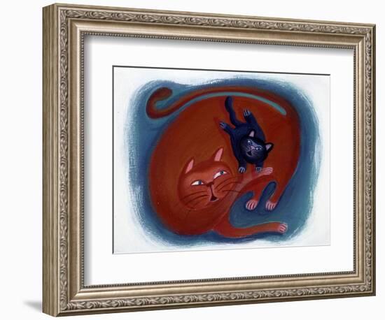 Cat and Her Kitten - Illustration by Patrizia La Porta-Patrizia La Porta-Framed Giclee Print